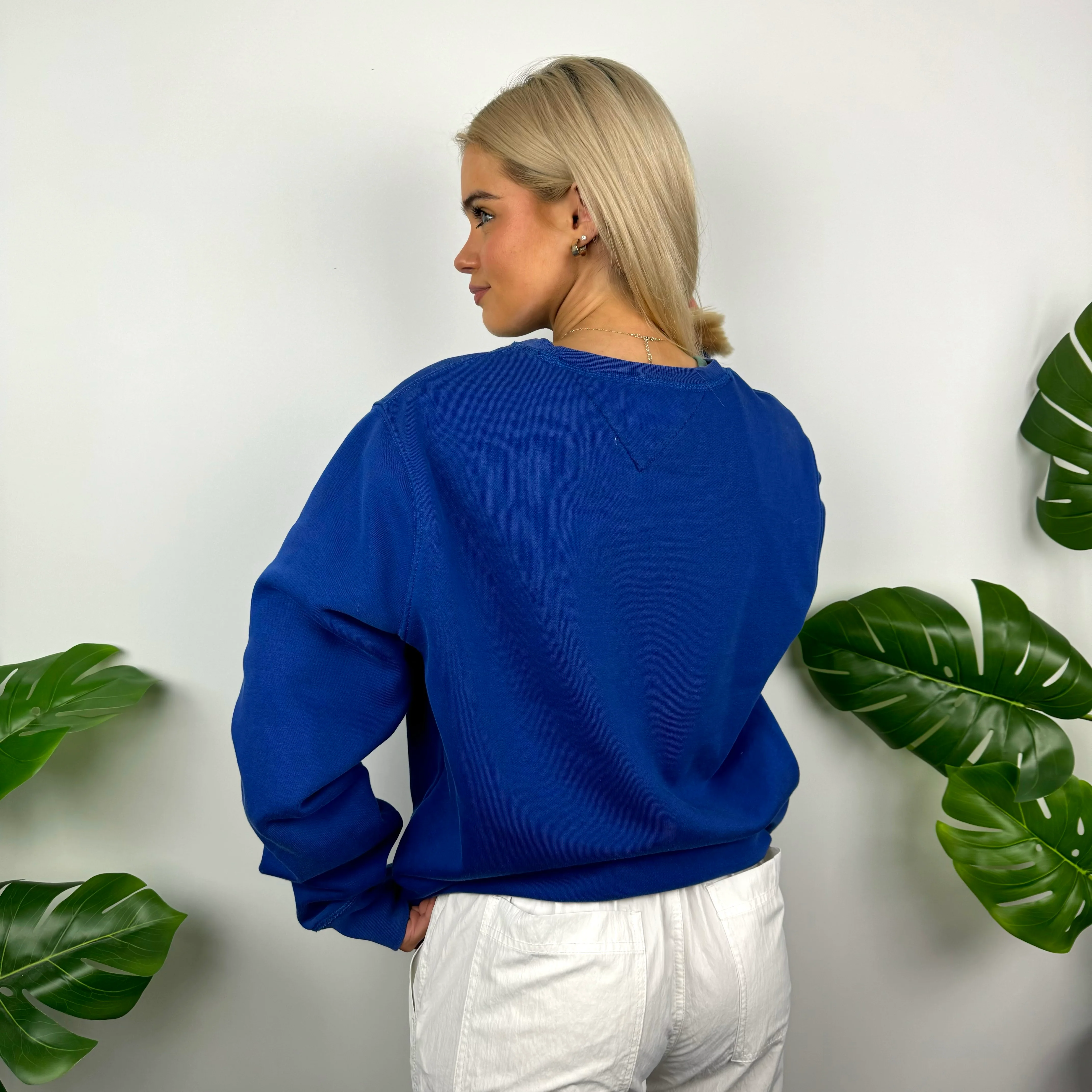 Tommy Hilfiger Blue Embroidered Spell Out Sweatshirt (M) - Image 4