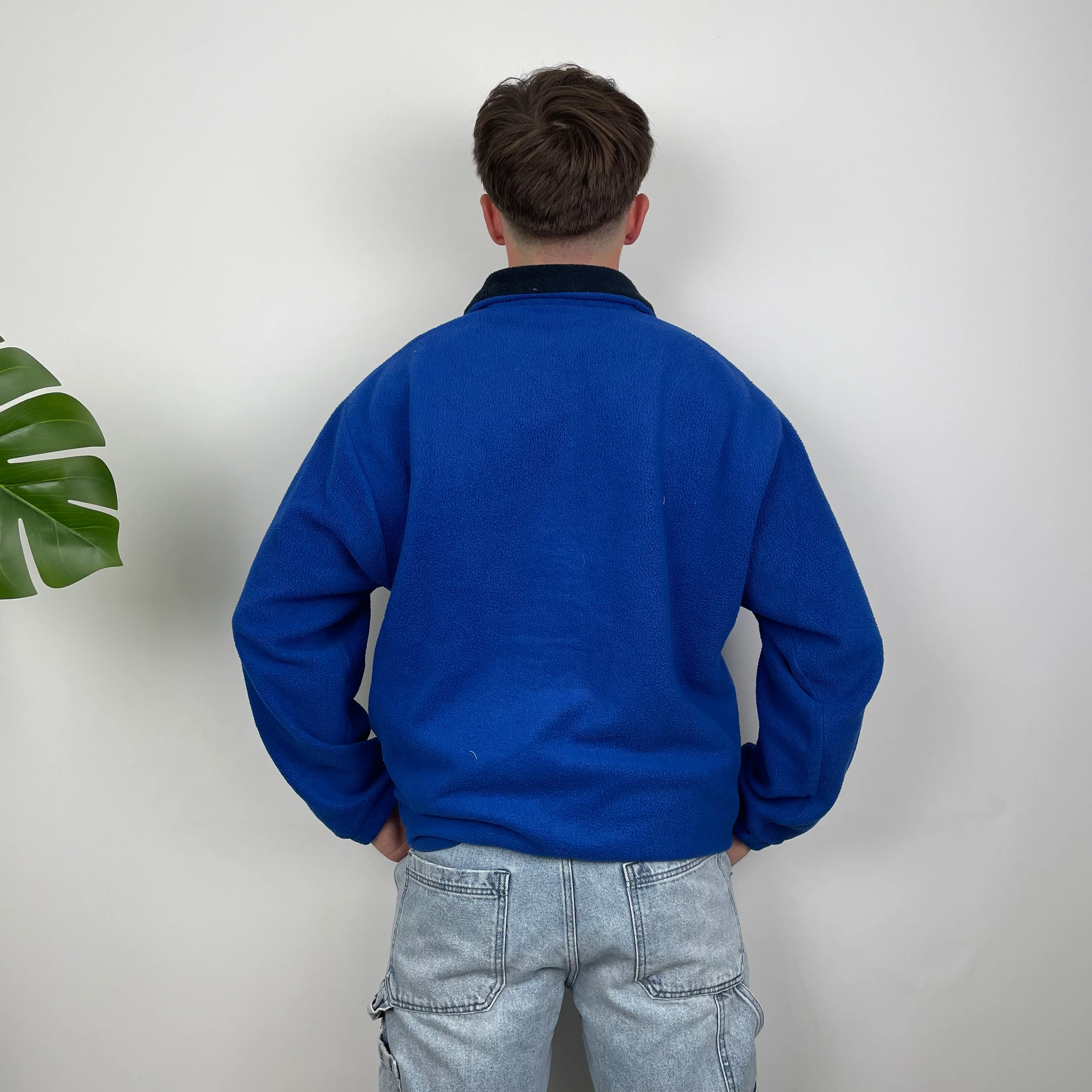 Tommy Hilfiger Blue Embroidered Spell Out Teddy Bear Fleece Quarter Zip Sweatshirt (L) - Image 6