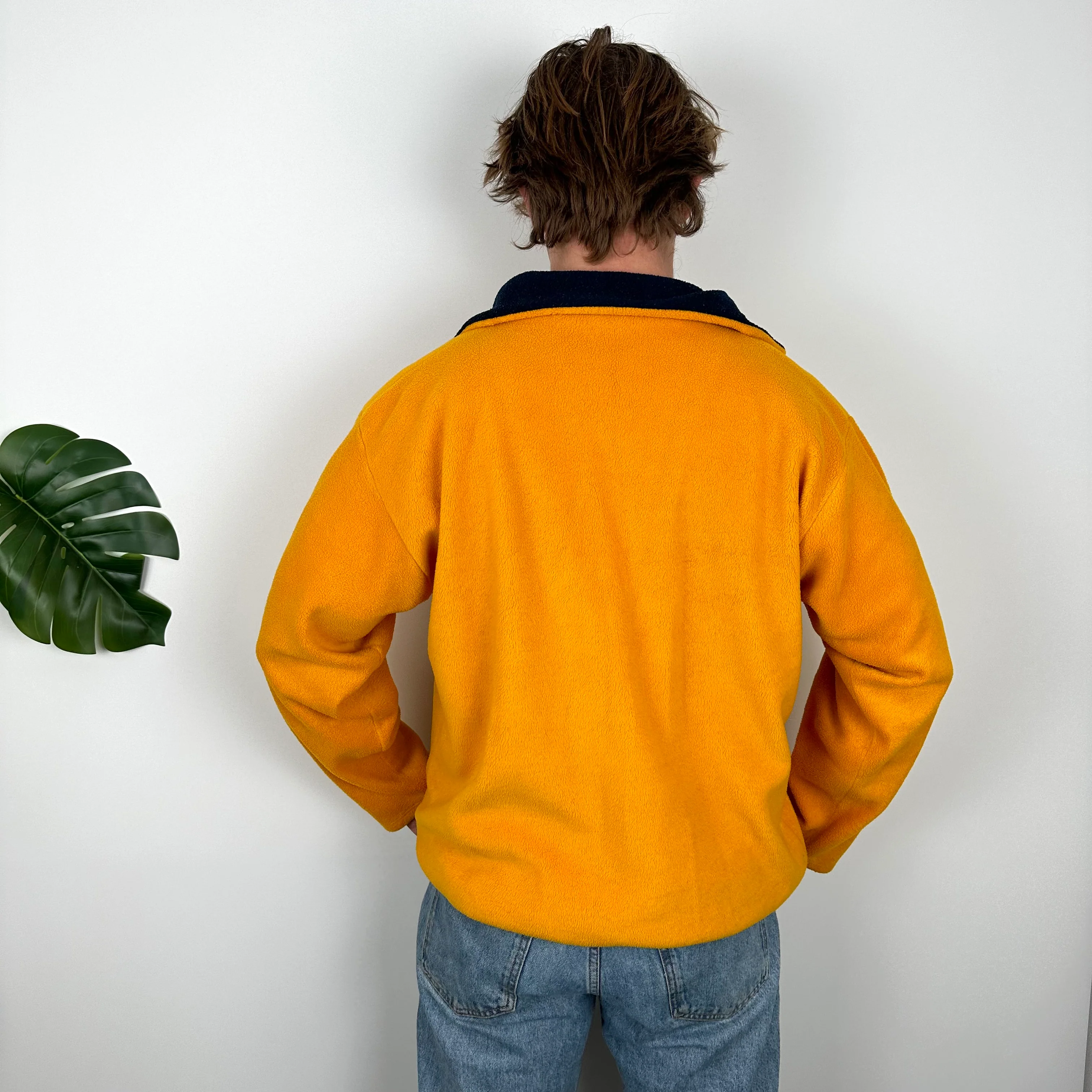 Tommy Hilfiger Mustard Embroidered Spell Out Teddy Bear Fleece Quarter Zip Sweatshirt (XL) - Image 5