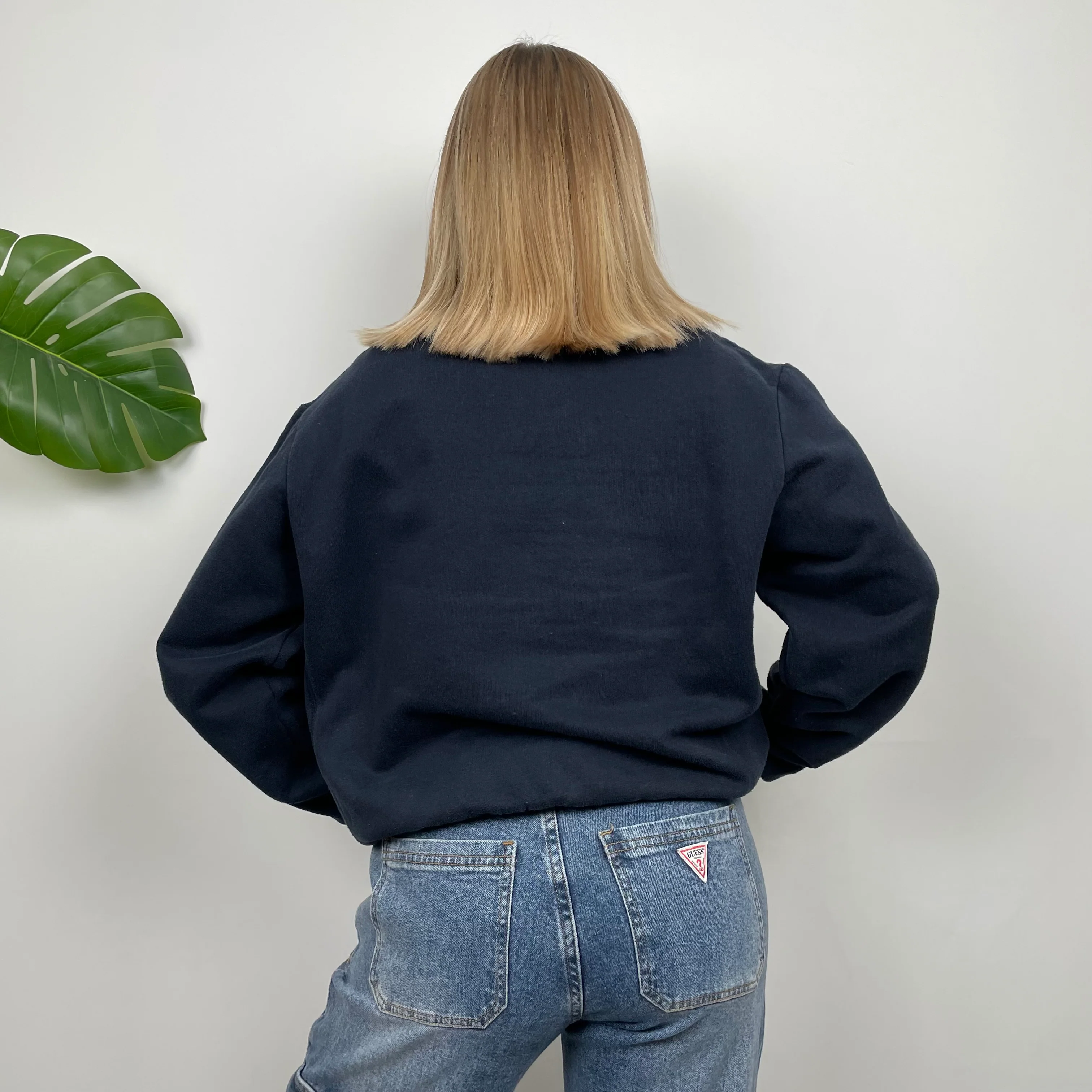 Tommy Hilfiger Navy Embroidered Spell Out Quarter Zip Sweatshirt (M) - Image 7