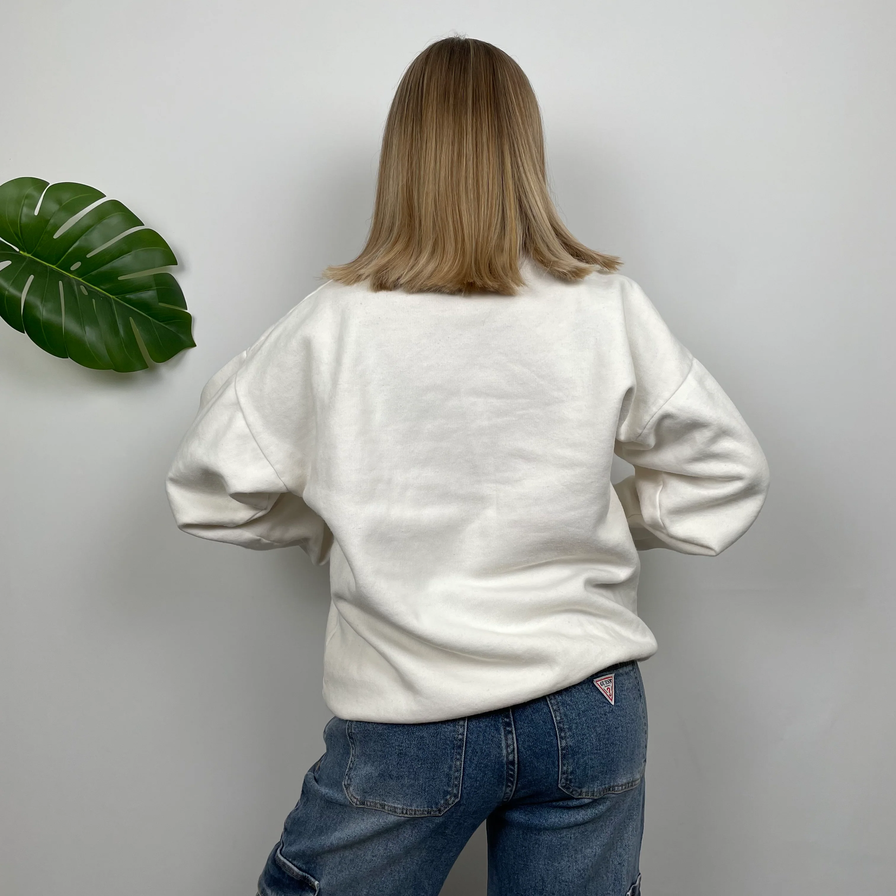 Tommy Hilfiger RARE Cream Embroidered Spell Out Sweatshirt - Image 6