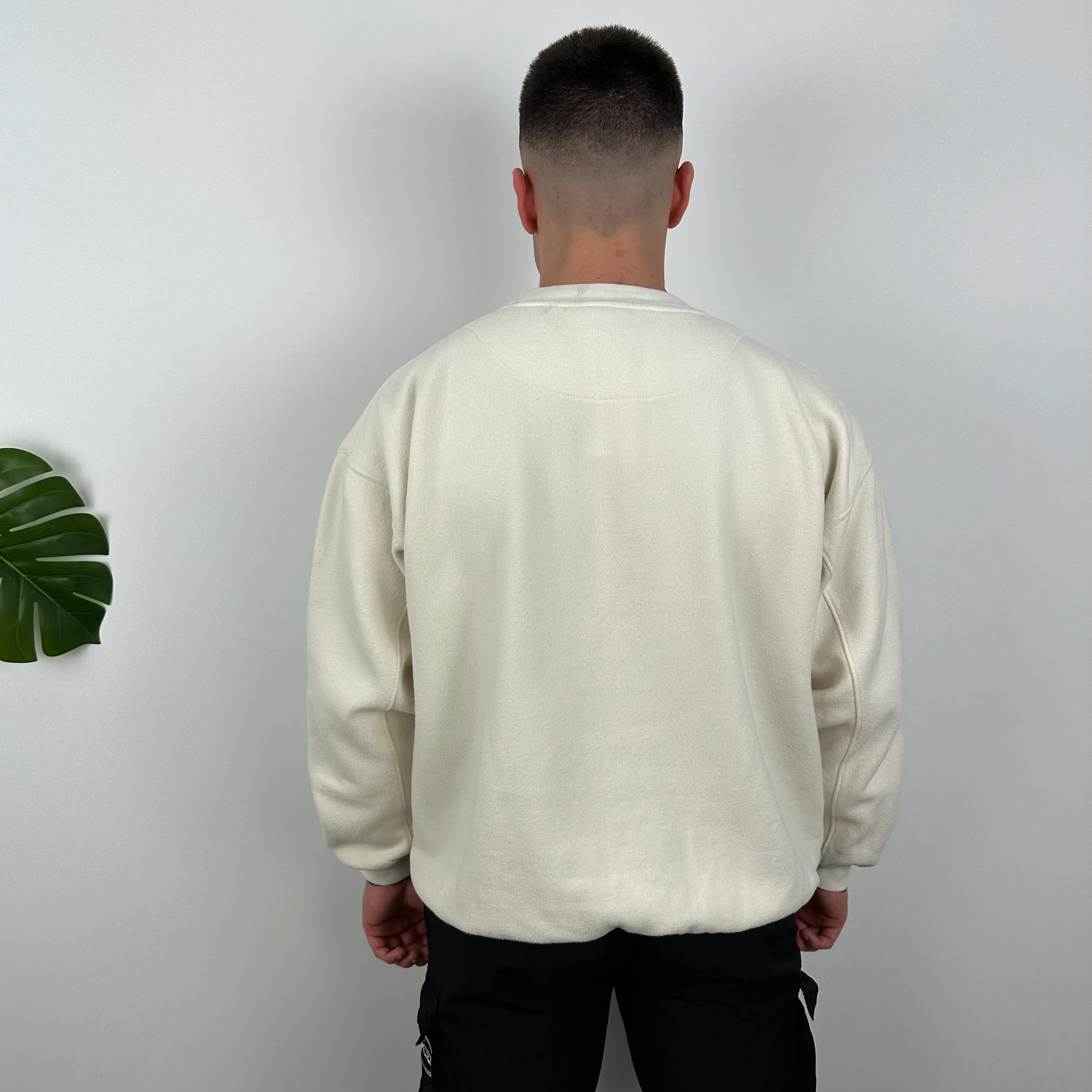 Tommy Hilfiger RARE Cream Embroidered Spell Out Sweatshirt (L) - Image 7