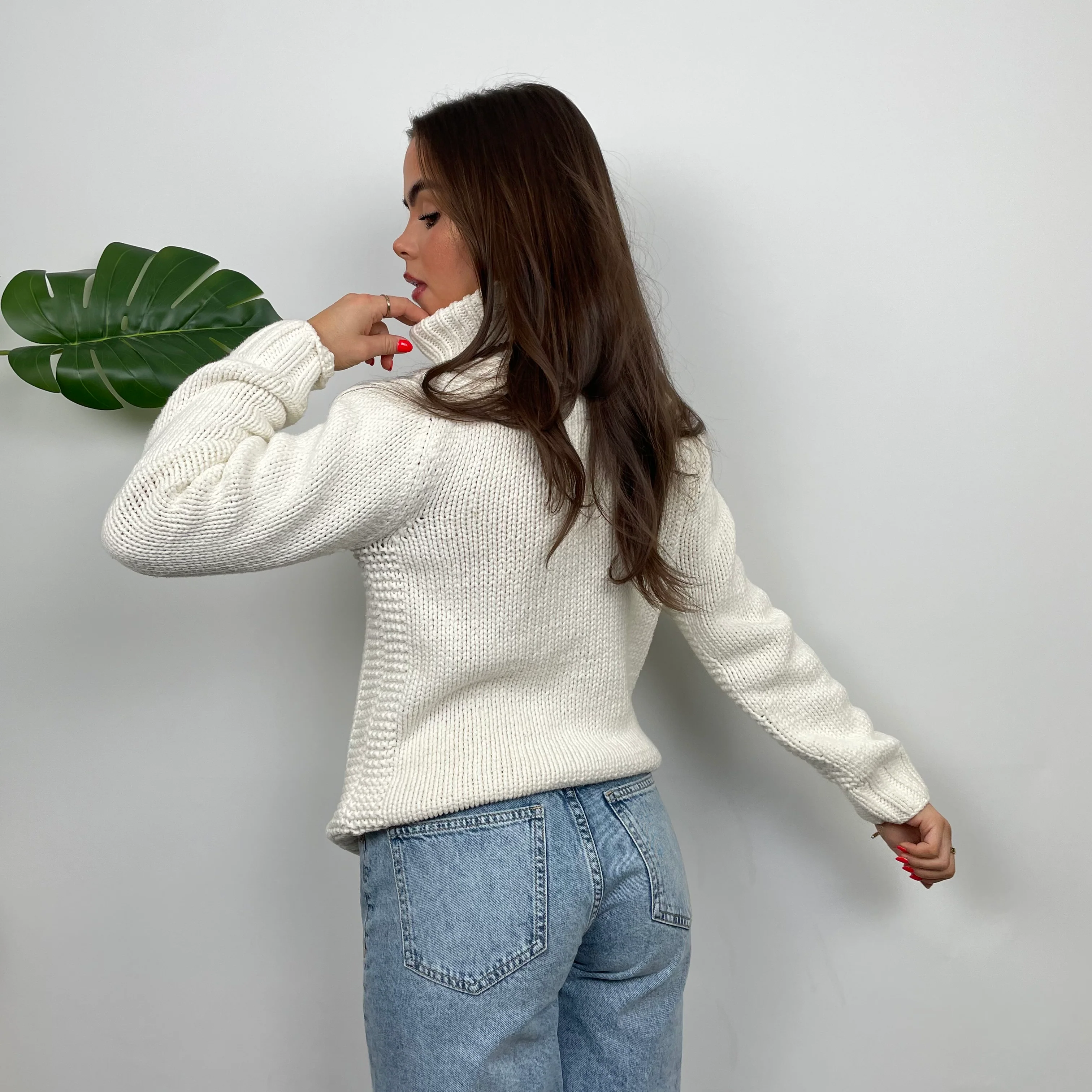 Tommy Hilfiger RARE Cream Logo Knitted Sweater (S) - Image 8