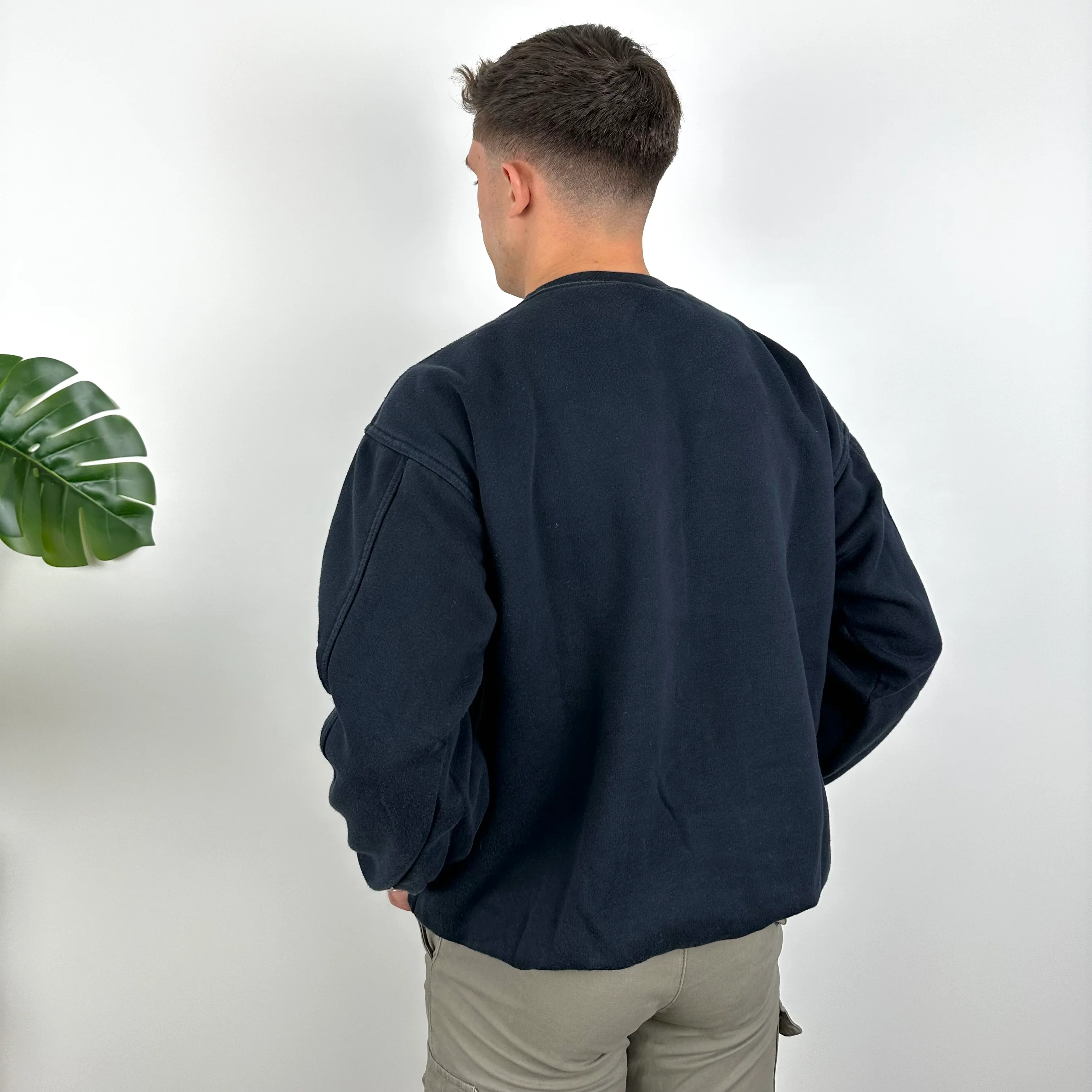 Tommy Hilfiger RARE Navy Embroidered Spell Out Sweatshirt (L) - Image 7