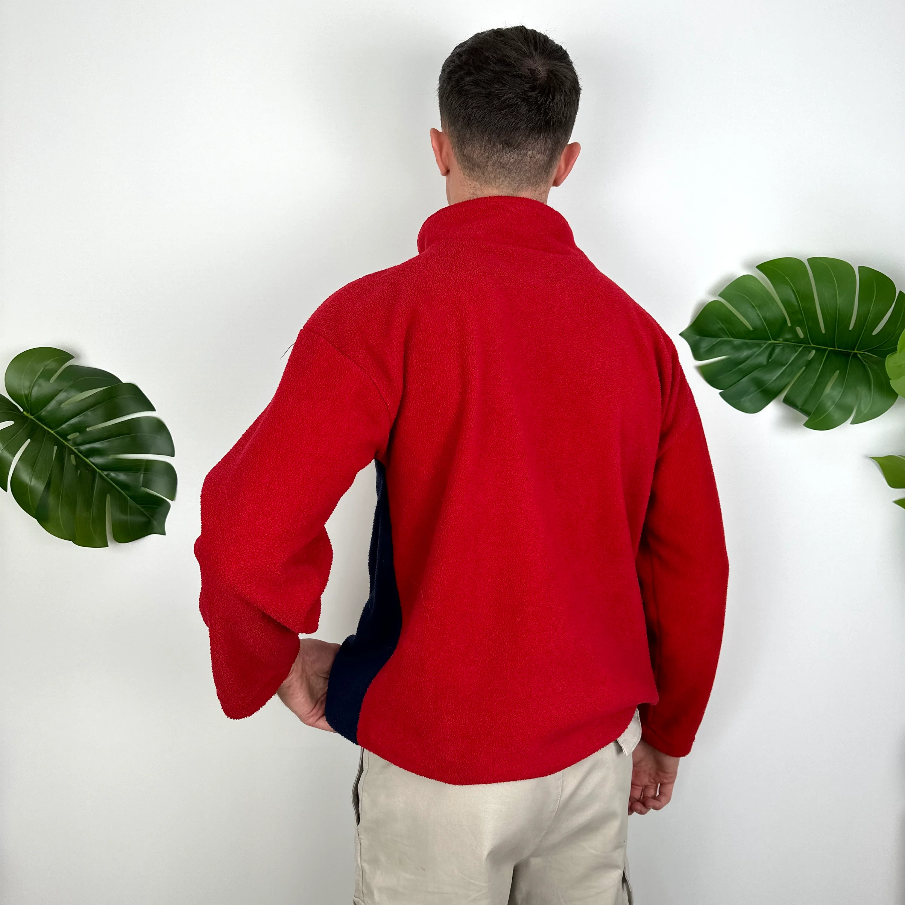 Tommy Hilfiger Red Embroidered Spell Out Teddy Bear Fleece Quarter Zip Sweatshirt (M) - Image 5