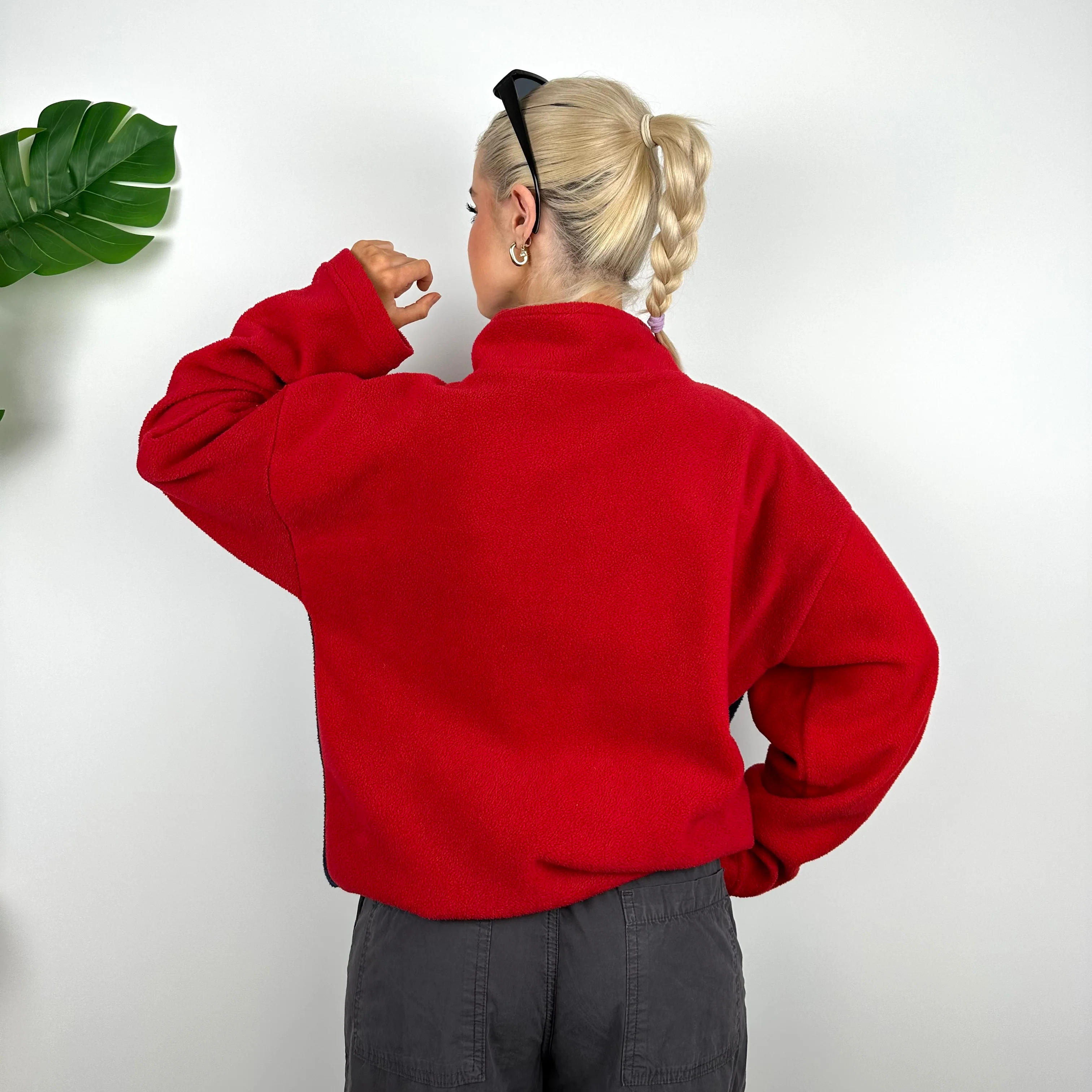 Tommy Hilfiger Red Embroidered Spell Out Teddy Bear Fleece Quarter Zip Sweatshirt (M) - Image 5