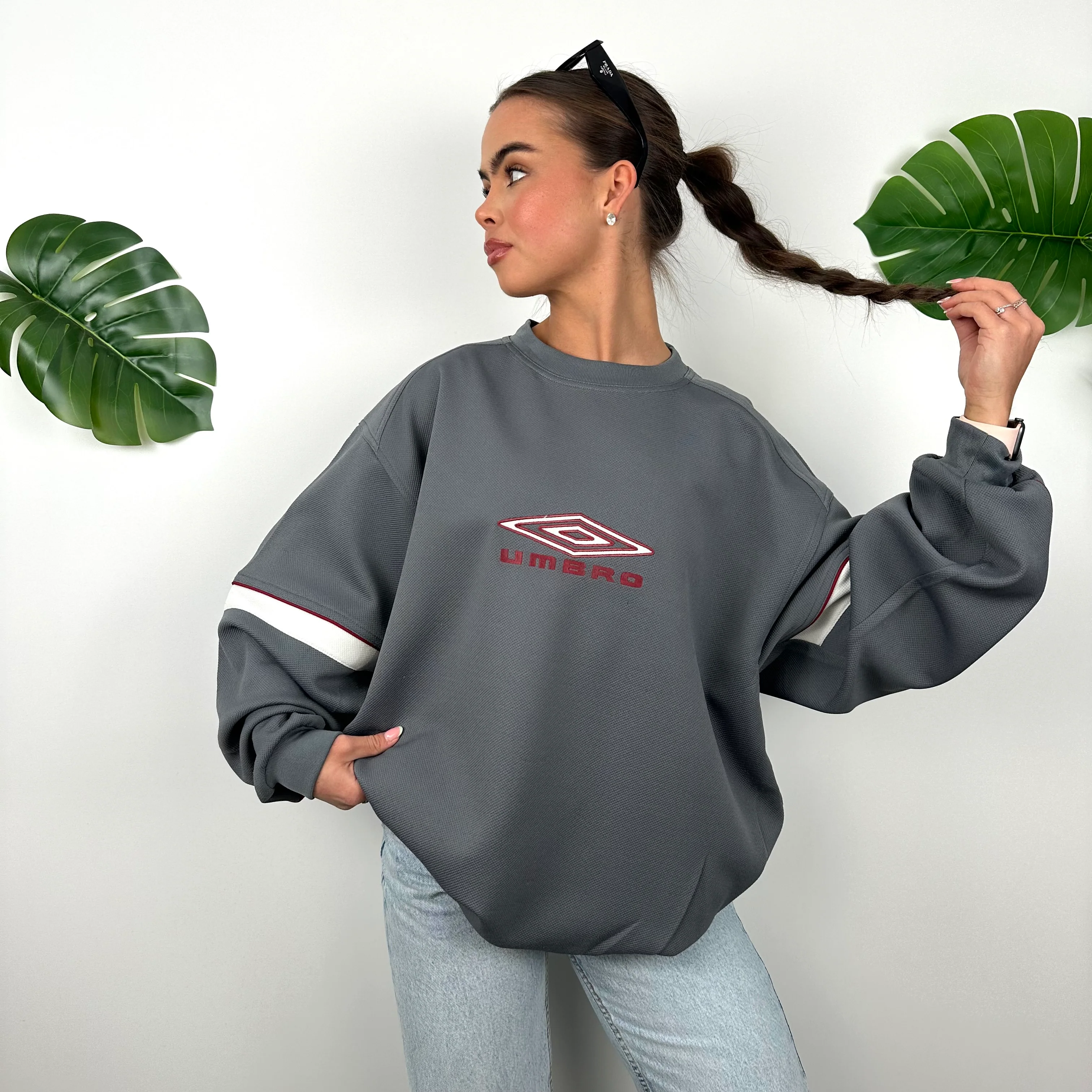 Umbro Grey Embroidered Spell Out Sweatshirt (XXL) - Image 7