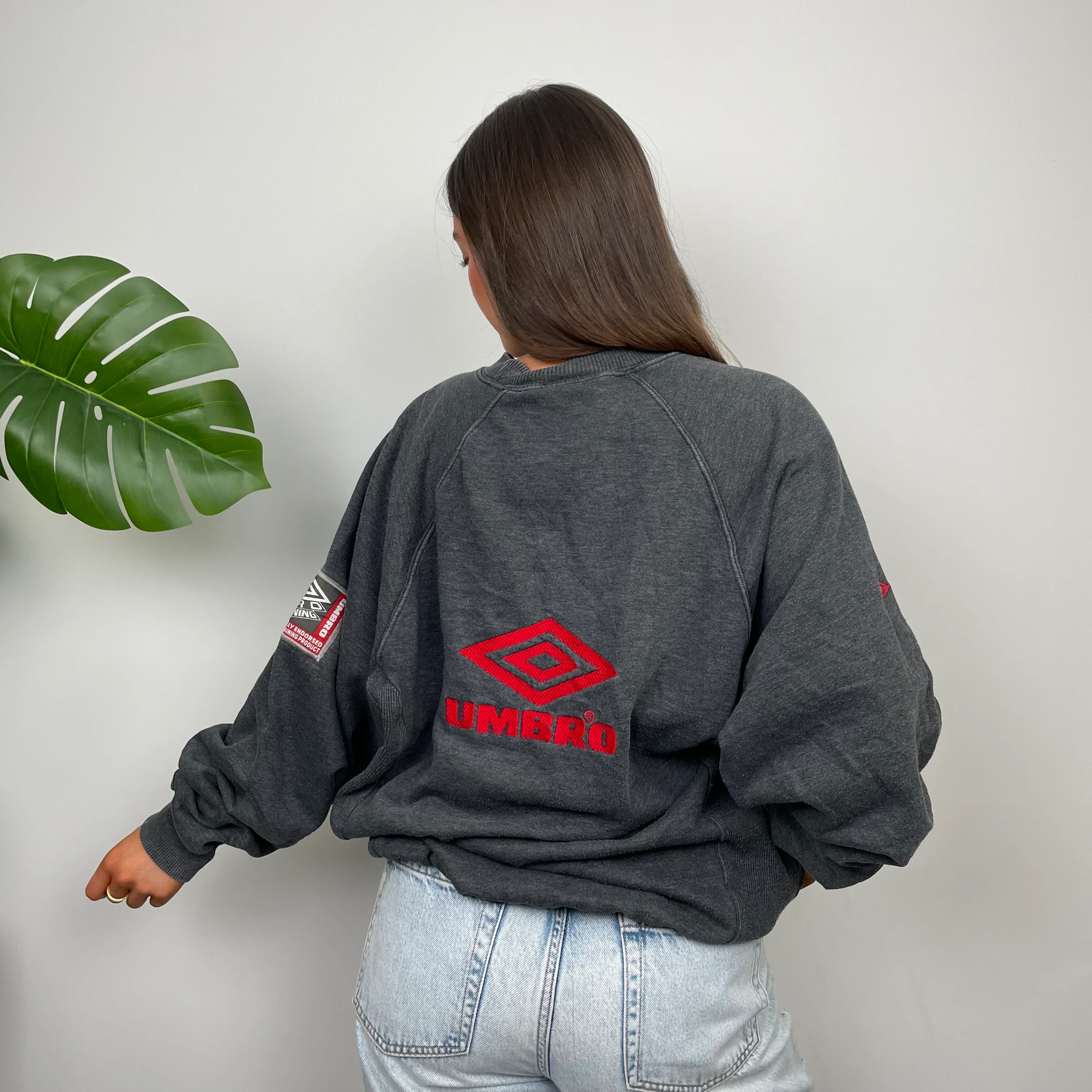 Umbro Grey Embroidered Spell Out Sweatshirt (XL) - Image 4