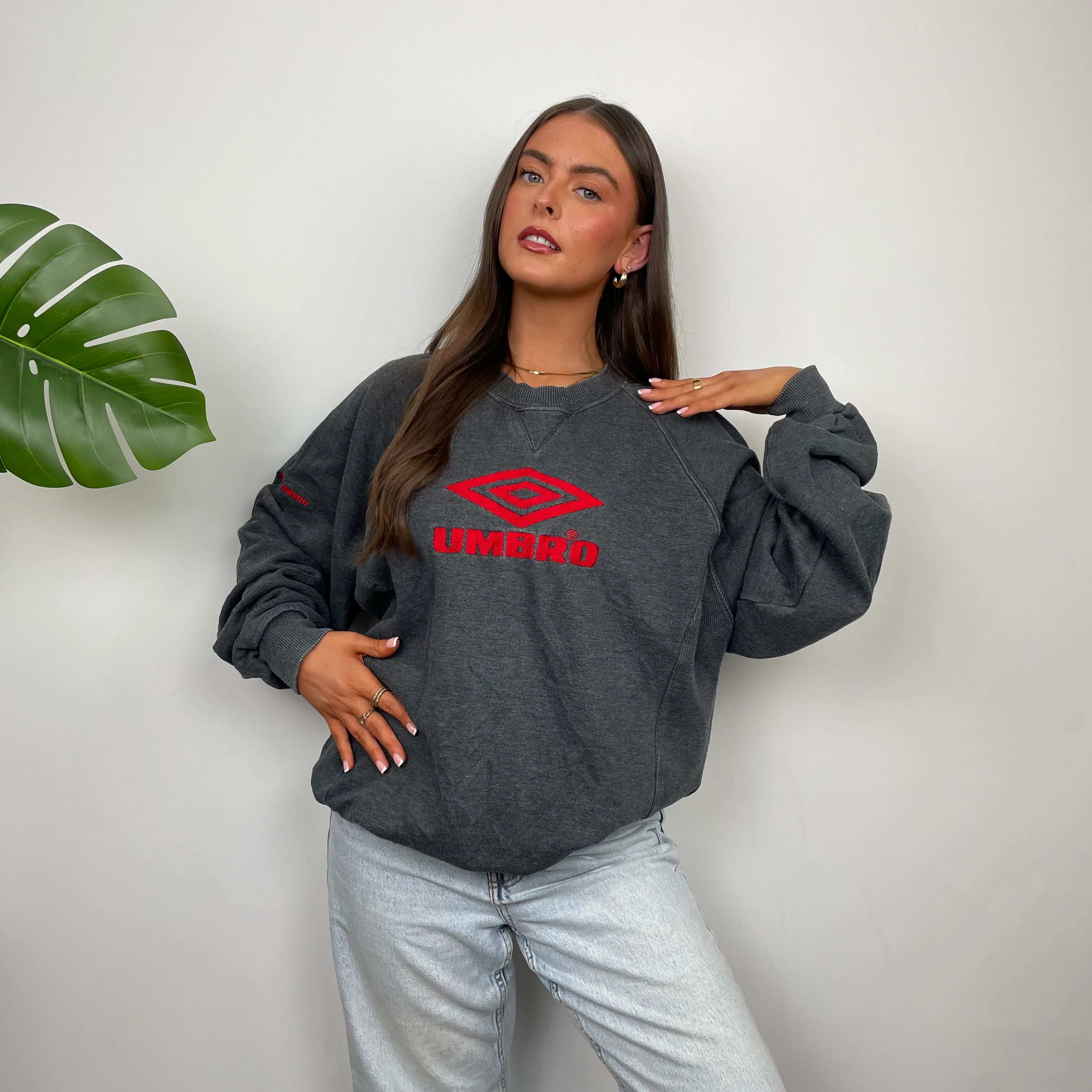Umbro Grey Embroidered Spell Out Sweatshirt (XL) - Image 6