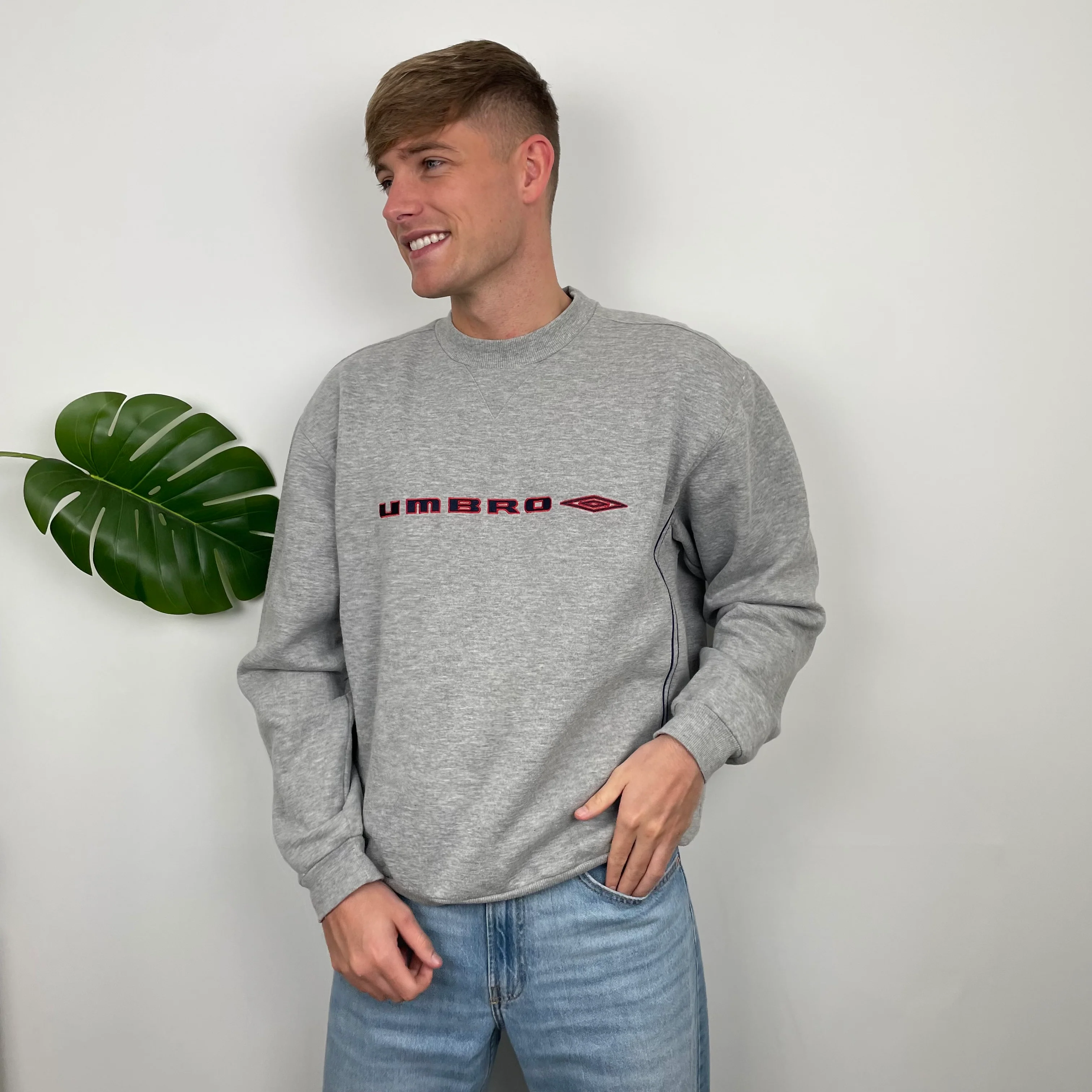 Umbro Grey Embroidered Spell Out Sweatshirt (L) - Image 3