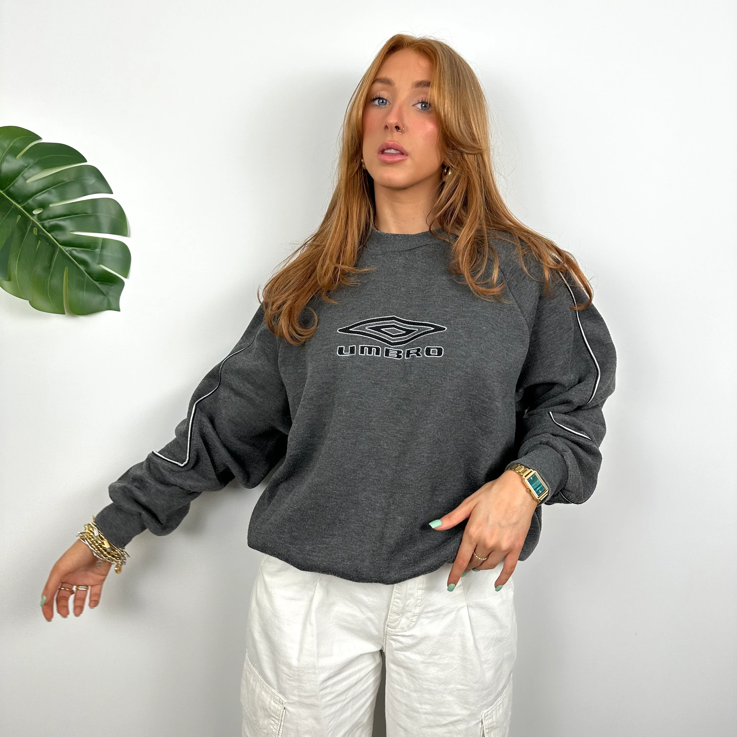 Umbro Grey Embroidered Spell Out Sweatshirt (M) - Image 3