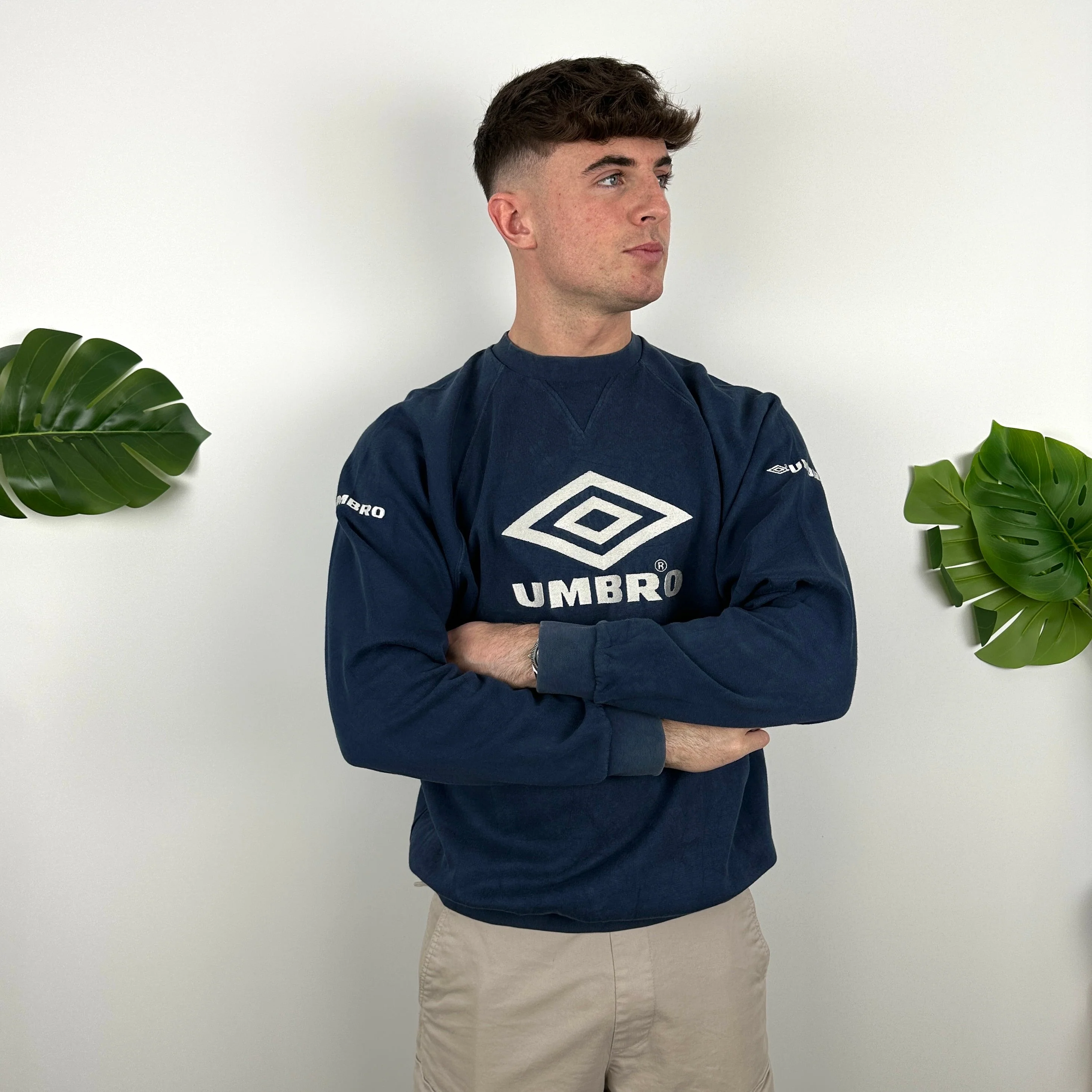 Umbro Navy Embroidered Spell Out Sweatshirt (M) - Image 2