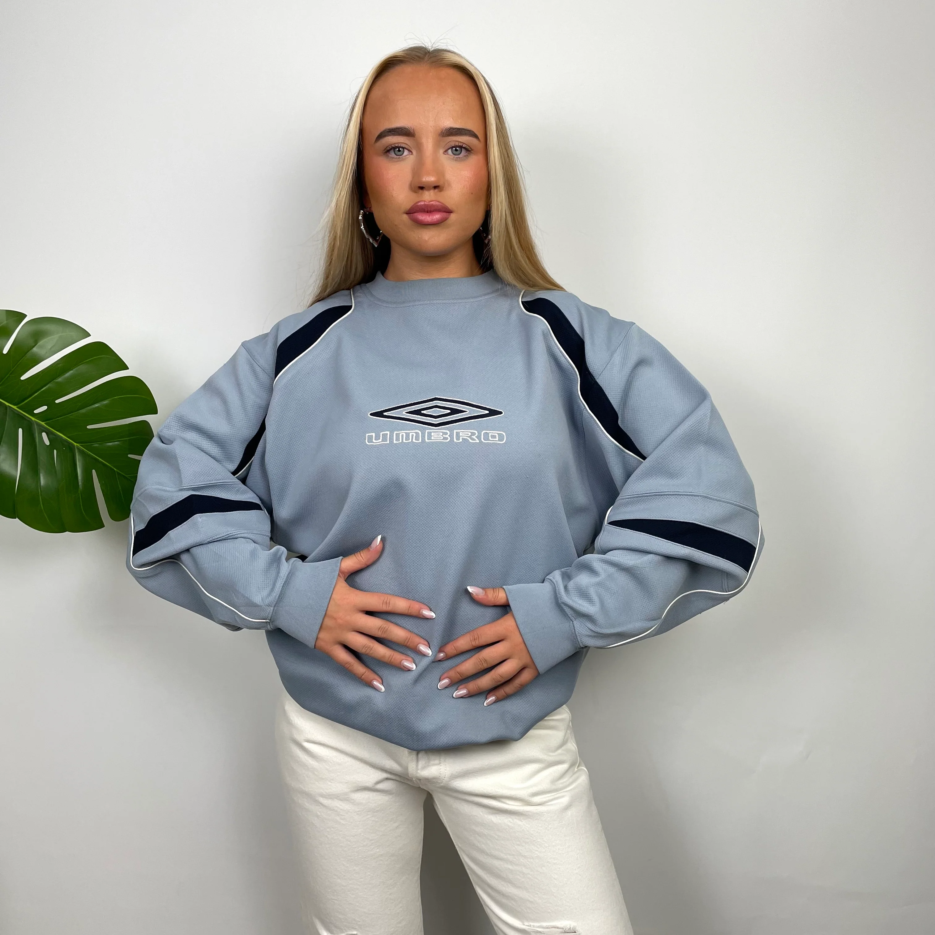 Umbro RARE Baby Blue Embroidered Spell Out Sweatshirt (L) - Image 3