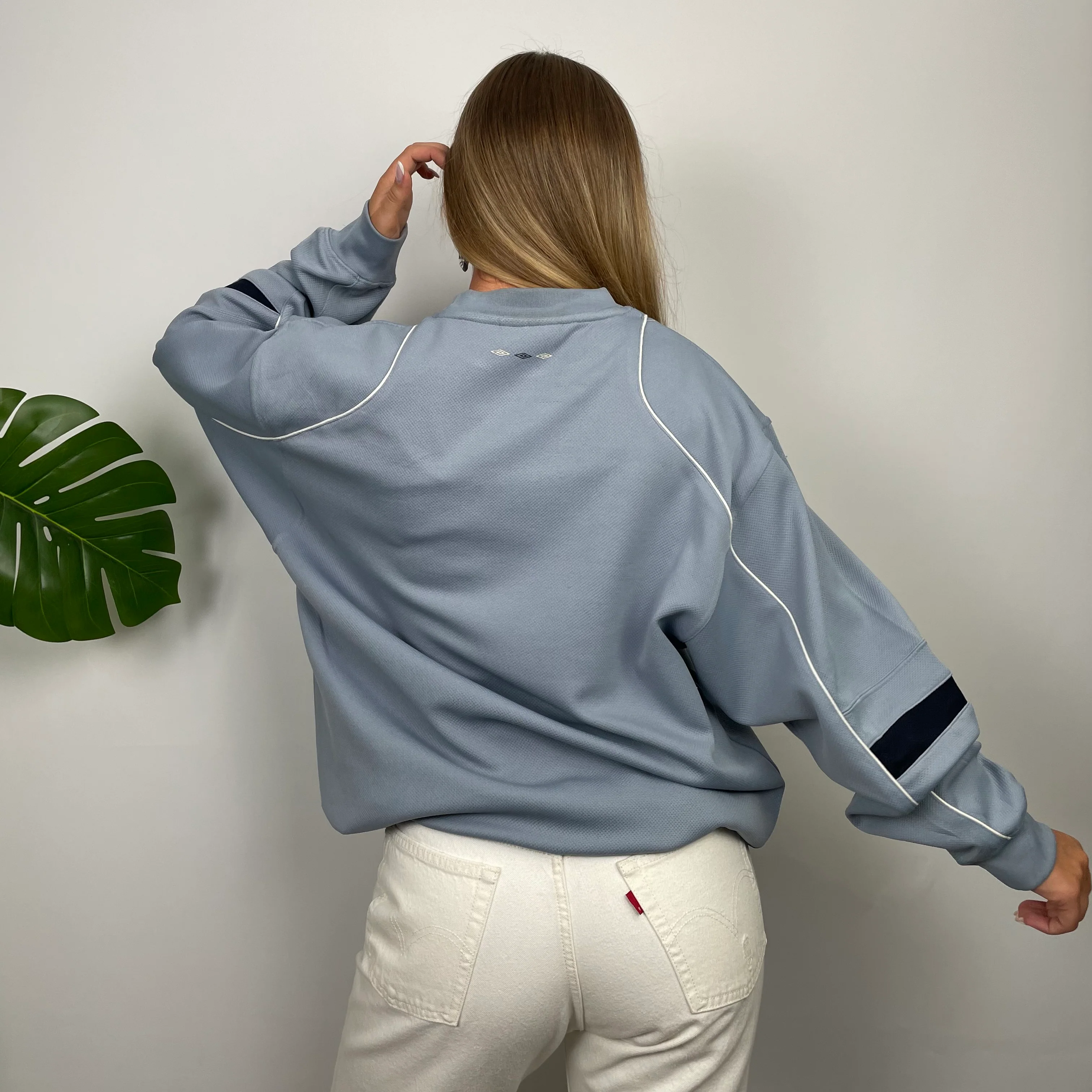 Umbro RARE Baby Blue Embroidered Spell Out Sweatshirt (L) - Image 7