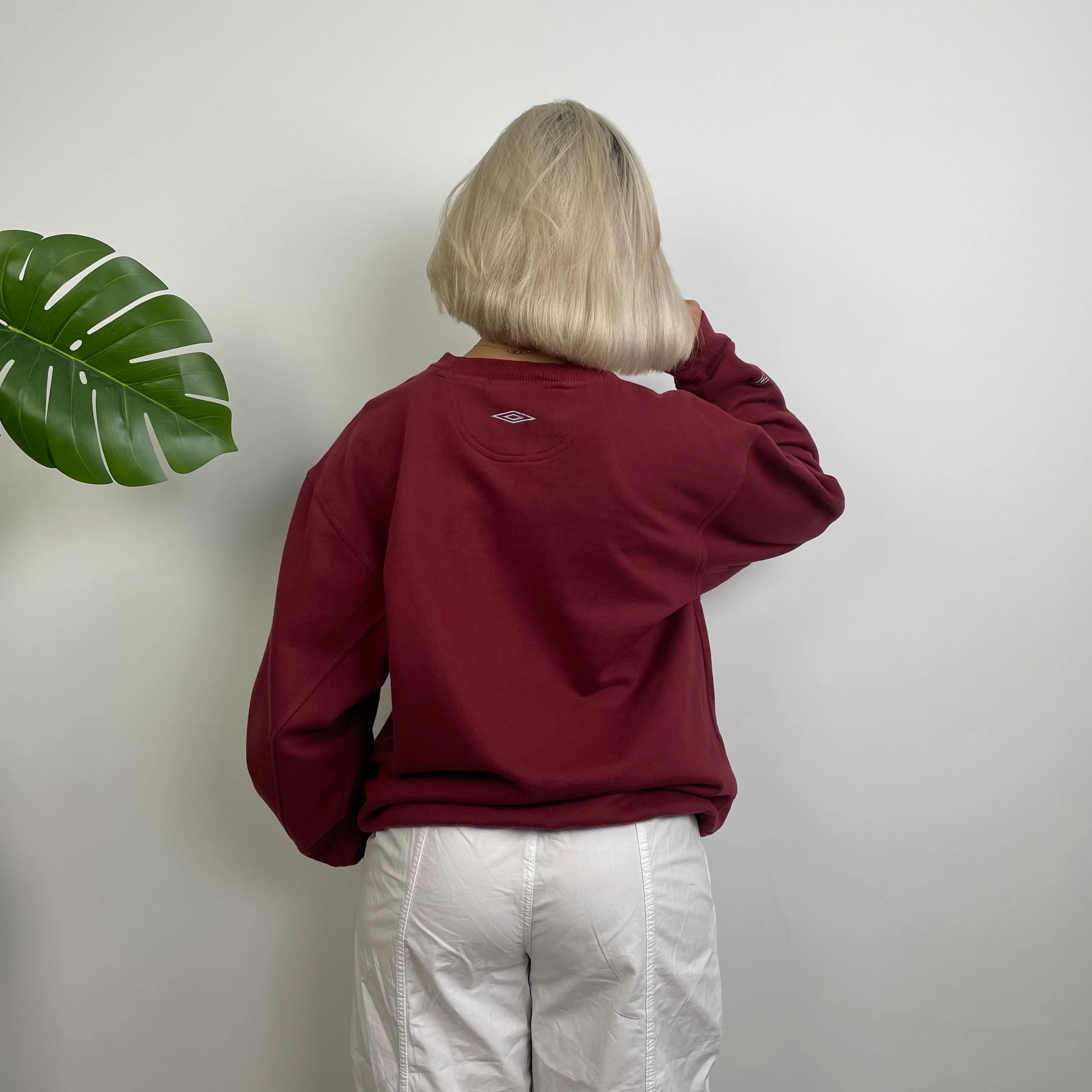 Umbro RARE Maroon Embroidered Spell Out Sweatshirt (L) - Image 3