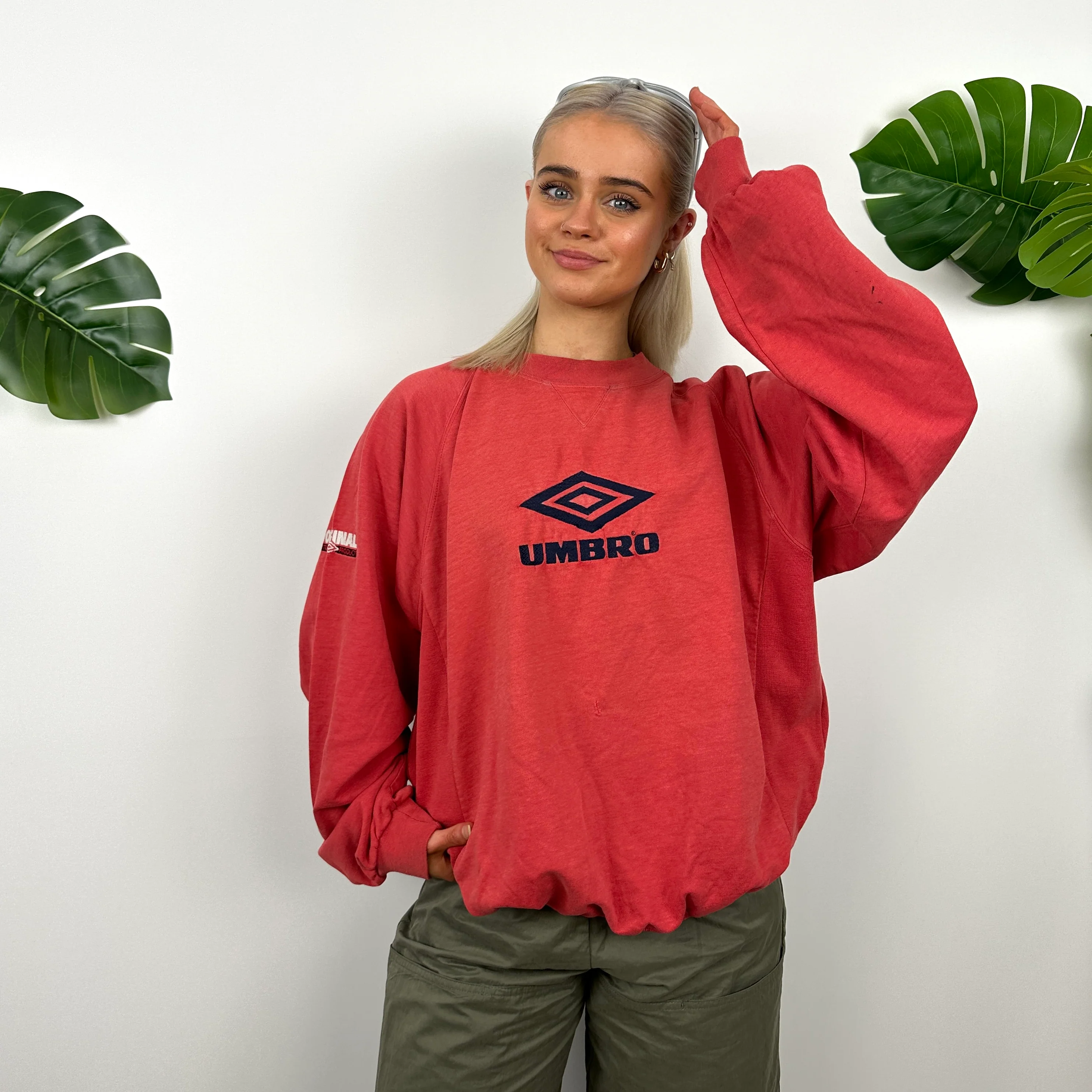 Umbro Red Embroidered Spell Out Sweatshirt (L) - Image 2