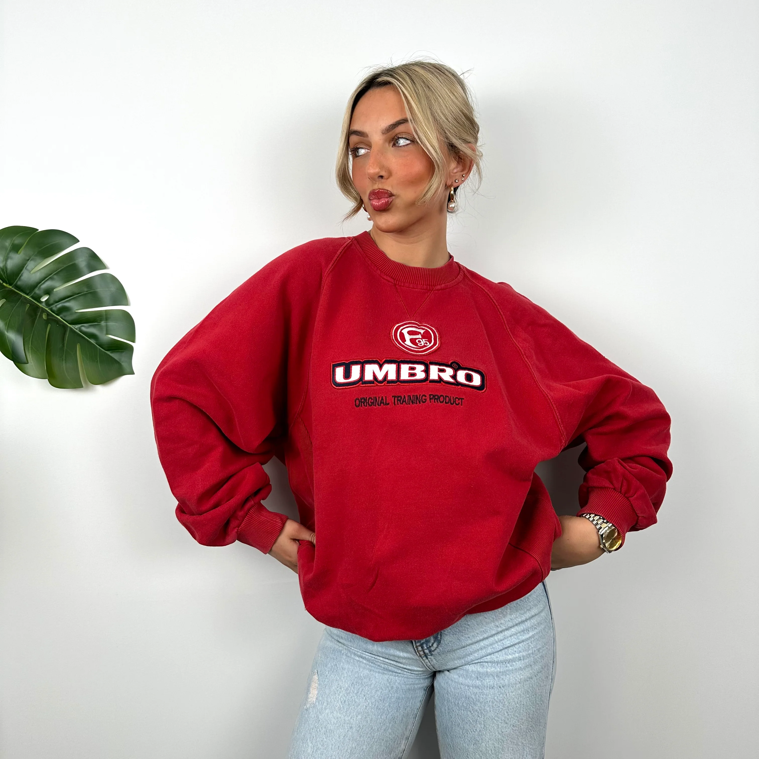 Umbro Red Embroidered Spell Out Sweatshirt (L) - Image 5