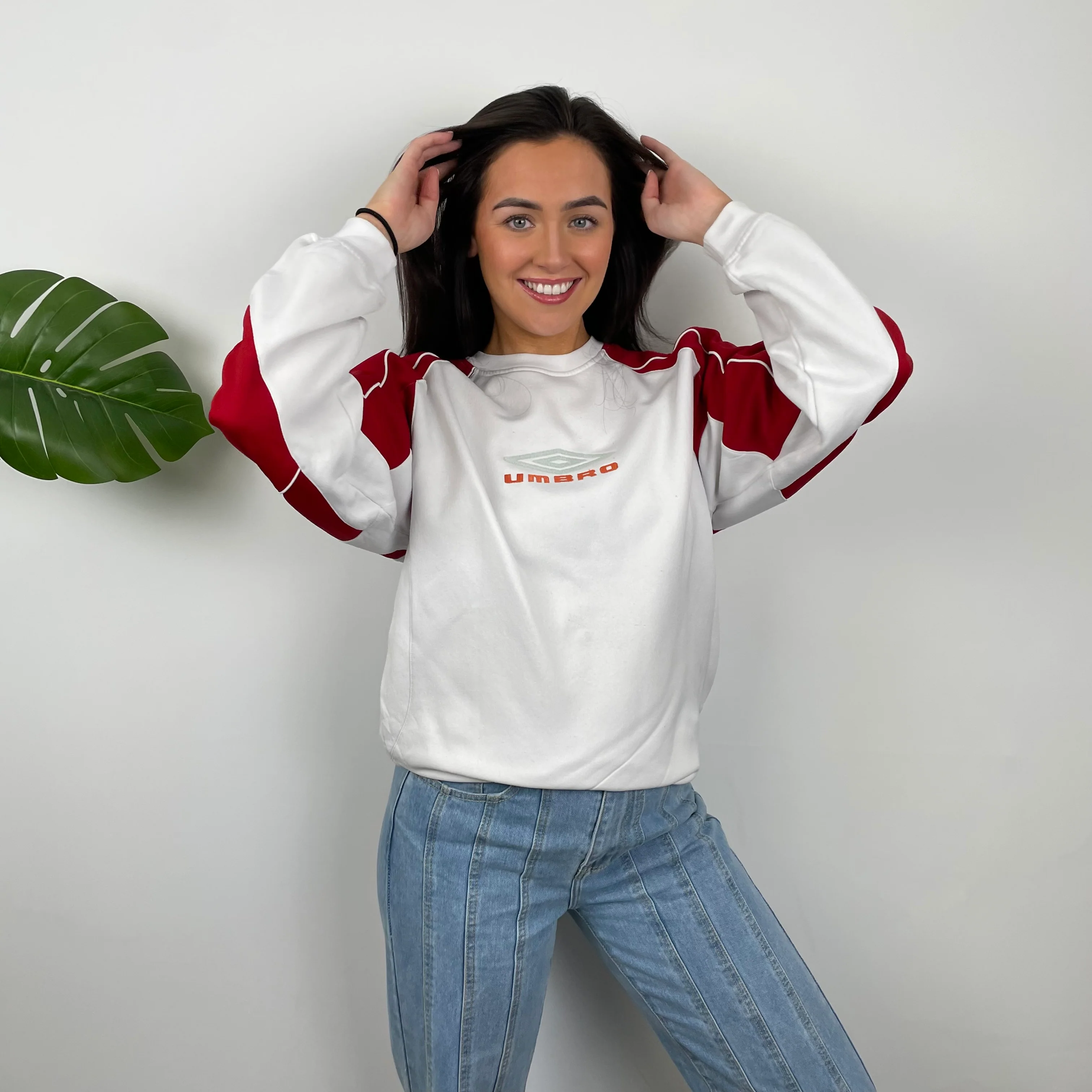 Umbro White Embroidered Spell Out Sweatshirt (L) - Image 4