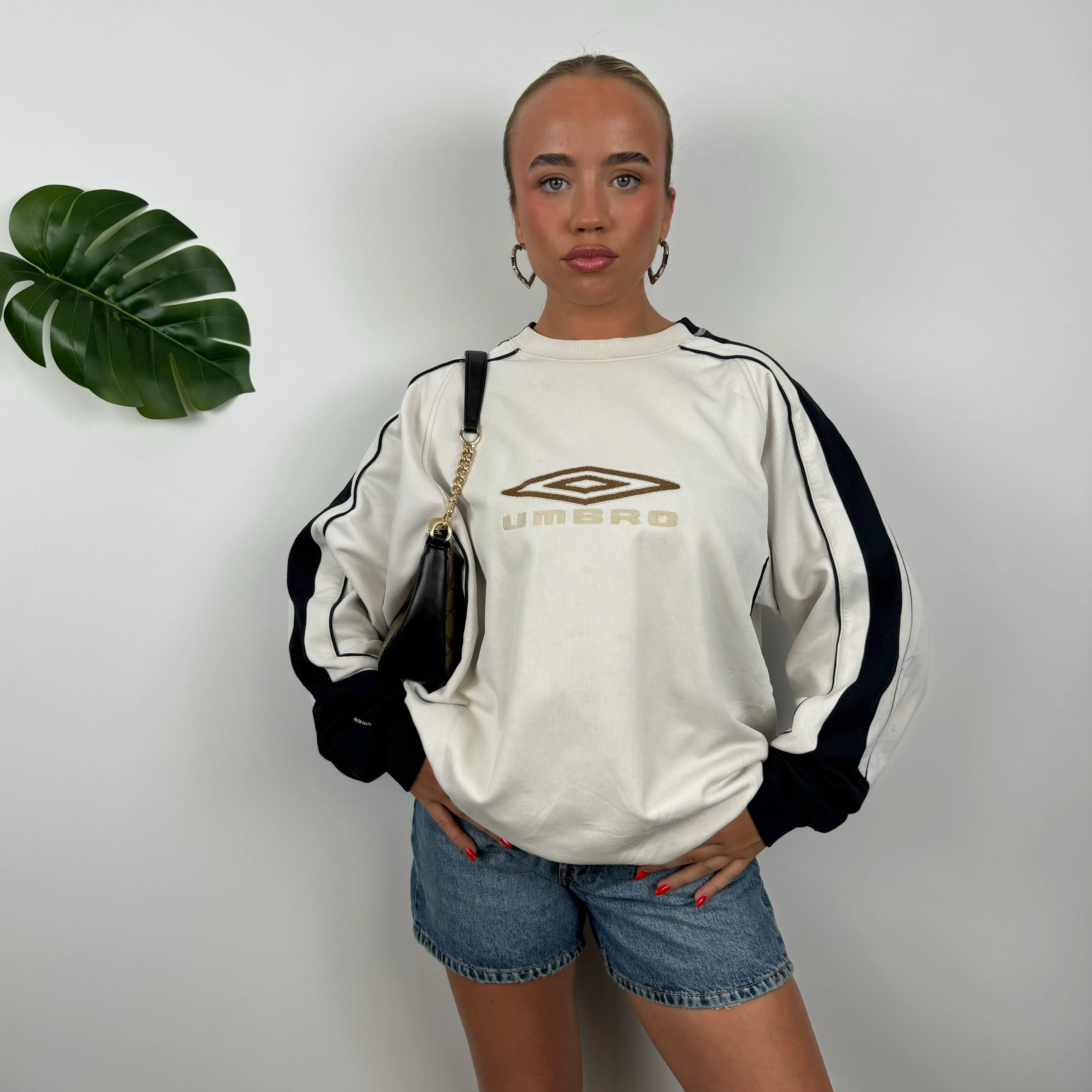 Umbro White Embroidered Spell Out Sweatshirt (L) - Image 3