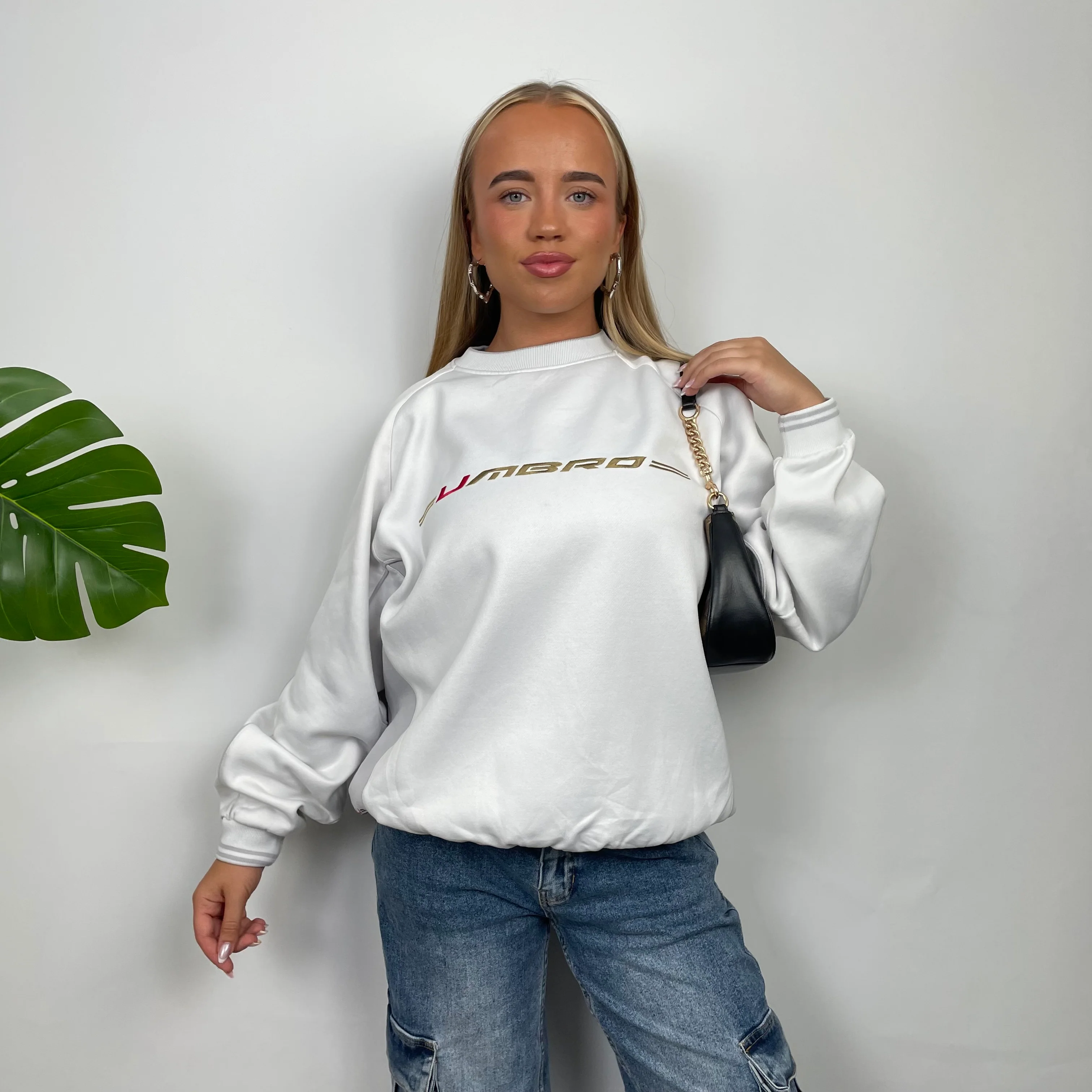 Umbro White Embroidered Spell Out Sweatshirt (L) - Image 2