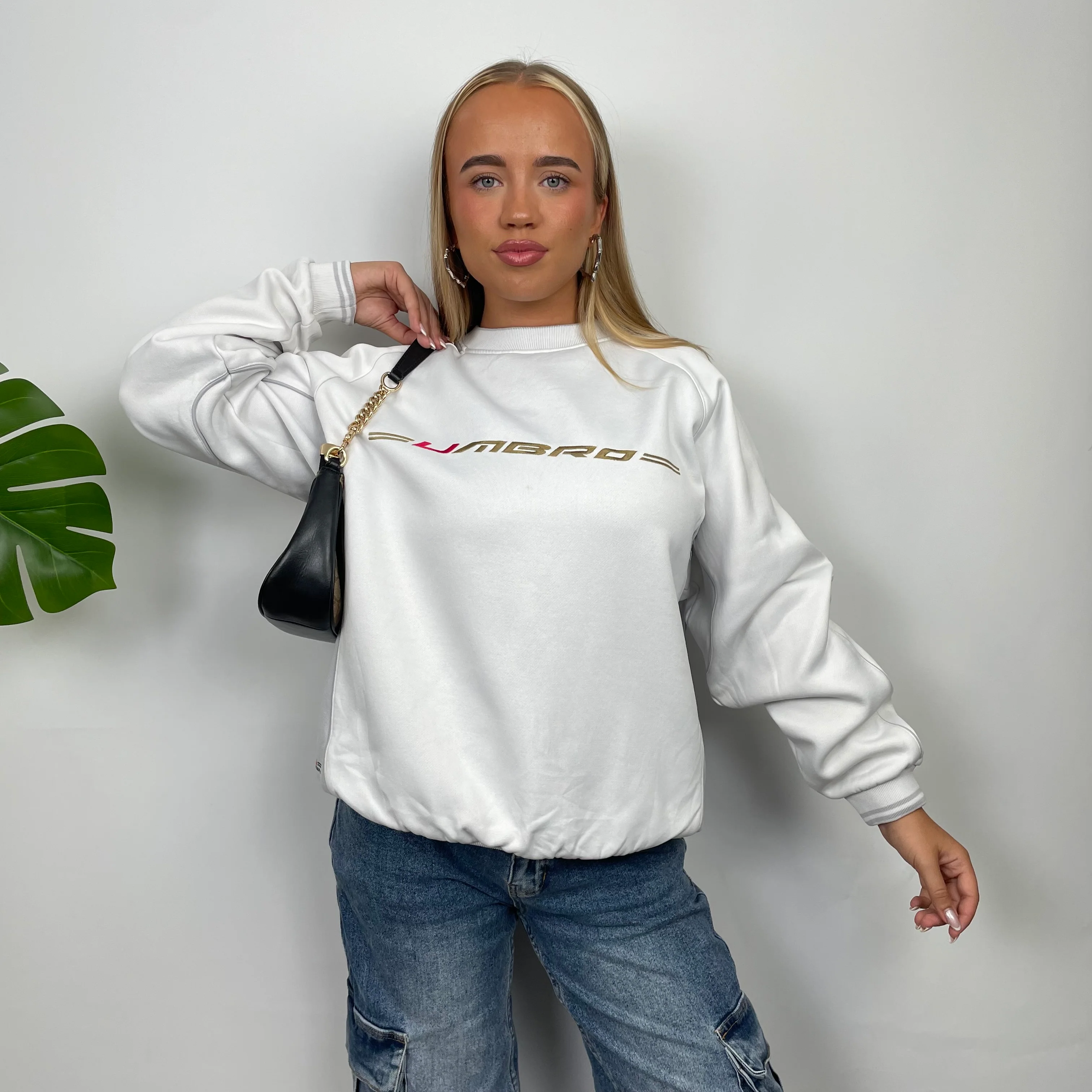 Umbro White Embroidered Spell Out Sweatshirt (L) - Image 5